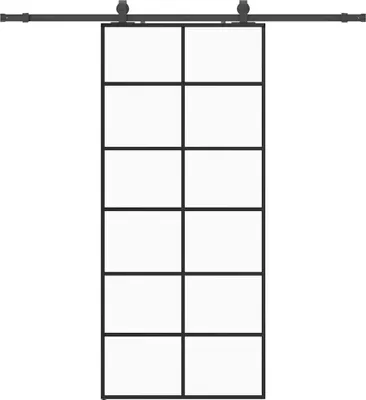 Image de vidaXL Porte coulissante avec ferrure noire 90x205 cm verre ESG