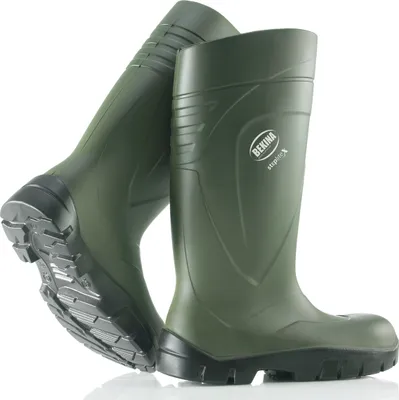 A pair of green rubber boots.