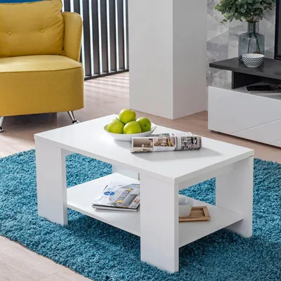 Image de Piraino - Table basse, 91x51x42h cm Blanche, un compartiment
