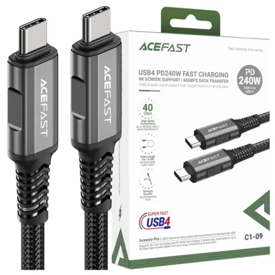 Imagen del producto de ACEFAST C1-09, 1 metro, USB-C, USB-C, 40 Gbit/s, , Gris