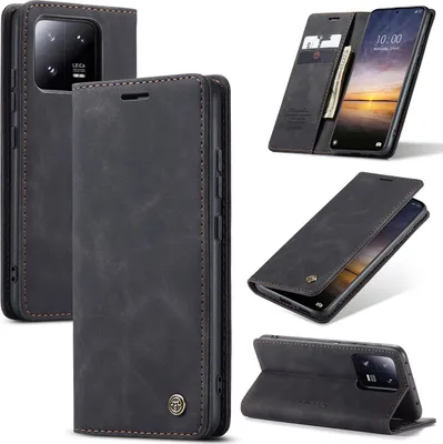 Image de Xiaomi 13 Pro Housse, rétroPolyuréthaneHousse en cuir avec fonction support Housse de protection pour Xiaomi 13 Pro noir