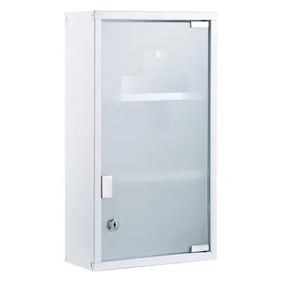 Produktbild von Theo&Cleo Medizinschrank Edelstahl abschließbar Medikamentenschrank Wandmontage 3 Fächer Apothekerschrank für Badezimmer und Haushalt Weiß