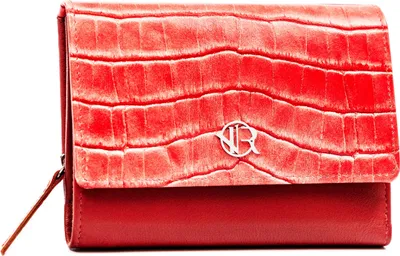 Produktbild von Rovicky | Damengeldbörse, aus Naturleder, mit Schnappverschluss, Rot, 14.5x10.5 cm