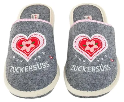 Produktbild von Zuckersüss Filzpantoffel, Farbe:mausgrau, Größe:38/39