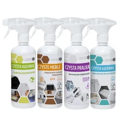 Produktbild von ISOKOR | Reinigungsset Küche, Möbel, Bad & Waschmaschine | 4×500 ml | Natürliche EKO-Reinigungsmittel | Umweltfreundlich, Vegan & Biologisch abbaubar