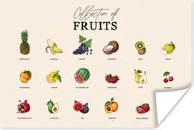 Produktbild von MuchoWow® Poster Obst - Lebensmittel - Küche 180x120 cm - Fotoplakat