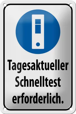 Produktbild von Blechschild Hinweis 12x18cm tagesaktueller Schnelltest
