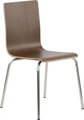 Image de Chaise de conférence fixe WERDI B, dossier et assise en contreplaqué laminé, structure en acier inoxydable, noyer