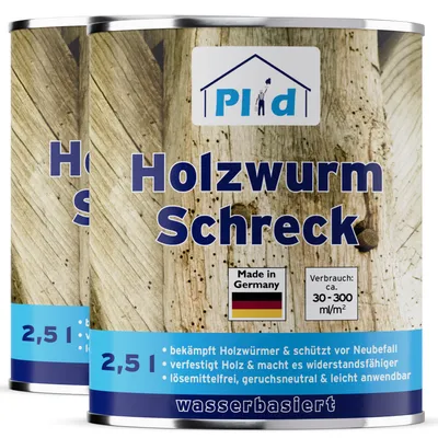Produktbild von Holzwurm-Schreck farblos 5l / Effektiver Holzschutz Innen & Außen Holzwürmer & Holzbohrkäfer