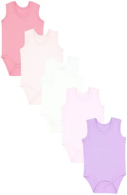 Produktbild von TupTam Baby Mädchen Achselbody in Unifarben 5er Pack, Farbe: Puderrosa Ecru Lavendel, Größe: 80