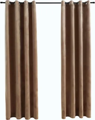 Produktbild von vidaXL Verdunkelungsvorhänge mit Ösen 2 Stk. Samt Beige 140x245 cm