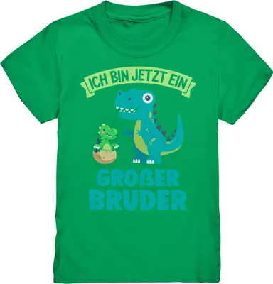 Produktbild von Dinos Großer Bruder Dinosaurier T-Shirt – Kelly Green / 122/128 (7-8)