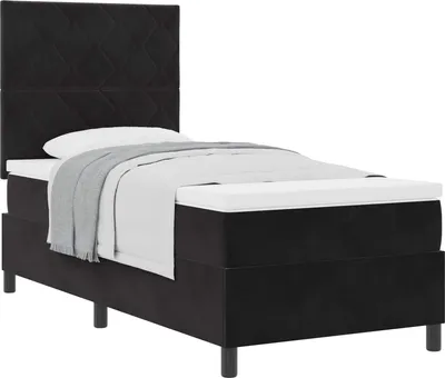 Produktbild von Boxspringbett mit Kopfteil Schwarz 100 x 200 cm Samt