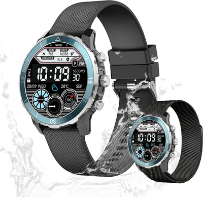 Produktbild von Valdus Damen Smartwatch 1,32 Zoll AMOLED Fitness-Tracker mit Telefonfunktion, IP68 wasserdicht, Herzfrequenzsensor, SpO2 & Schrittzähler – Schwarz