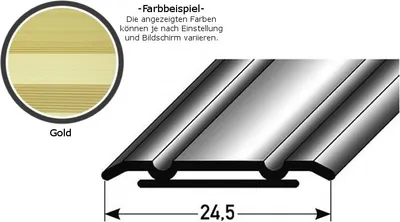 Produktbild von Übergangsprofil "Alkmaar"  /  Übergangsschiene, 24,5 mm breit, Aluminium eloxiert-goldfarbig-1000-selbstklebend
