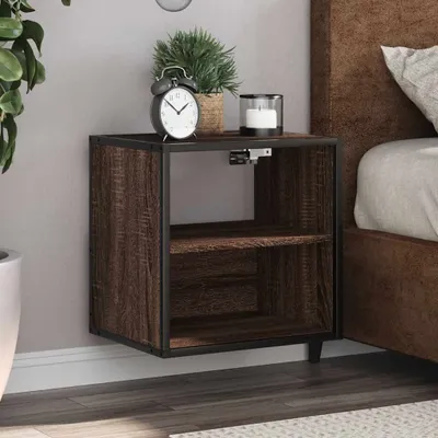 Image de vidaXL Table de nuit murale marron imitation chêne 40x31x39,5 cm