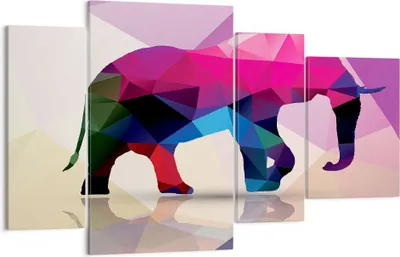 Produktbild von Bild auf Leinwand - Leinwandbild - Elefanten Illustration Bunt - 120x70cm - Wand Bild - Wanddeko - Leinwanddruck - Bilder - Kunstdruck - Wanddekoration - Leinwand bilder - Wandkunst - DL120x70-2807