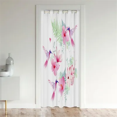 Obrázok produktu pre Záclona s okami, motív kolibrík, ružová, 80 x 180 cm