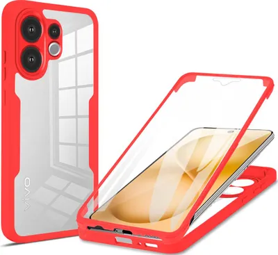 Image de Etui pour Vivo V60, protection complète à 360° avec protecteur d'écran intégré rouge