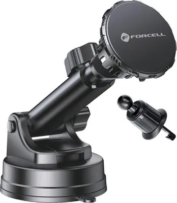 Zdjęcie produktu dla Uchwyt samochodowy FORCELL F-Grip Excelence odpowiedni do przedniej szyby/deski/kratki magnetyczny czarny