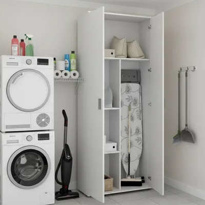 Immagine prodotto di Dmora Armadio Multiuso 2 Ante Arna 35x190h cm Bianco, 2 Ante Portascope