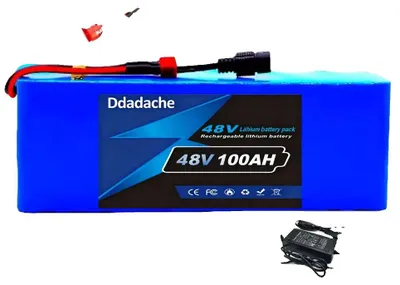 Immagine prodotto di Batteria agli ioni di litio, 48V 100Ah, compatibile con biciclette elettriche e veicoli personali, con connettore XT30 JST da 54,6V