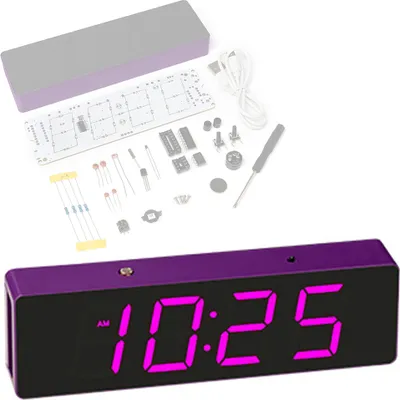 Obrázok produktu pre Súprava elektronických hodín LED Štyri režimy ovládania svetla Budík Funkcia korekcie časových chýb Spájkovacia prax DIY Set Multi-Color Voliteľné