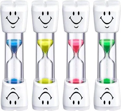 Produktbild von 4-teilig Sanduhr-Timer für Kinder - 3 Minuten - Countdown-Uhr - Spielzeit - Kochzeit - Büro - verschiedene Farben
