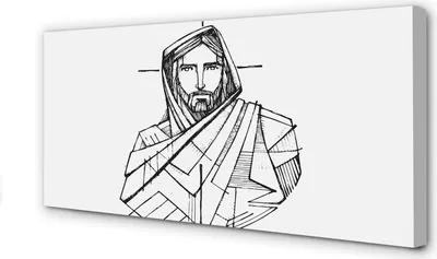 Produktbild von Leinwandbild 120x60 Wandkunst Jesus Zeichnung