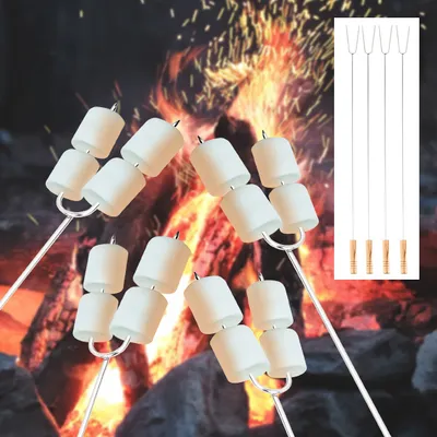 Produktbild von Grillspieße 4er Set aus Edelstahl und Hartholz, ca. 75 cm lang, 3,5 mm Durchmesser