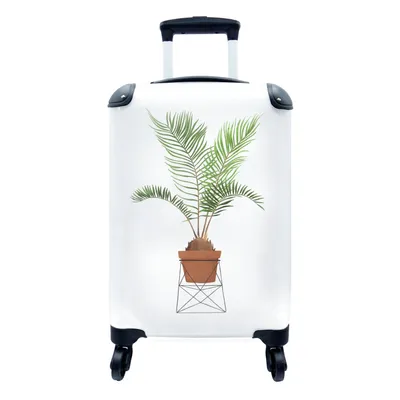 Produktbild von MuchoWow® Koffer Handgepäck Trolley Rollkoffer Kleine Reisekoffer mit 4 Rollen - Pflanzen - Palme - Blumentopf - Cabin Size < 55x40x23 cm & 55x40x20 cm - Fotokoffer - Kabinenkoffer - Boardgepäck - Reise-Box - Reisekoffer - Reisegepäck - Koffer mit Bild - Trolley für Kinder
