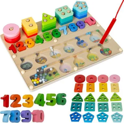 Produktbild von Montessori-Sortierspielzeug aus Holz - 3-in-1-Spielzeug, 30 × 22,5 cm