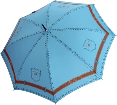 Produktbild von Cacharel Regenschirm Stockschirm Damen Automatiköffnung Rundhakengriff Jeans Style Hellblau