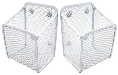 Produktbild von Magnetischer Aufbewahrungskorb, 2 Stück; Magnetischer Schreibtisch-Organizer; Stifthalter aus Metall für Kühlschrank, Spind, Whiteboard, Büro und Küche (weiß)