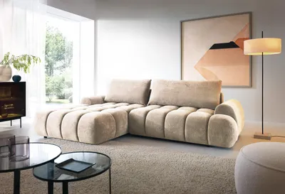 Produktbild von Ecksofa 280 cm Valerio mit Bettkasten und Schlaffunktion - Links, Ecksofa L-Form, Schaumstoff (Beige - Gobi 3)