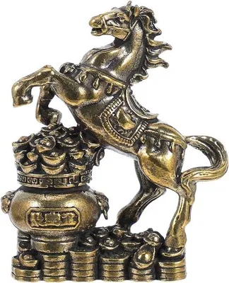 Produktbild von Pferdestatue Feng Shui - 15 cm - Messing - Dekoratives Ornament für Reichtum - Homevero