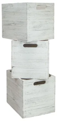 Produktbild von 3er set Holzbox Vintage Weiss Regalkiste passend für Ikea Kallax und Expeditregal Weinkiste Holzkiste