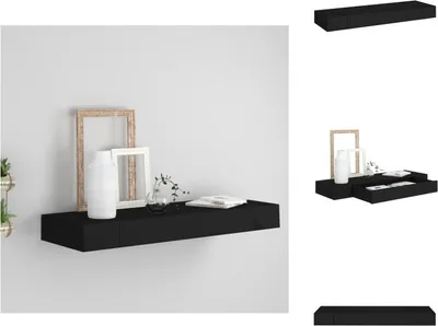 Produktbild von vidaXL Schweberegal mit Schublade Schwarz 80x25x8 cm -  Wandregale