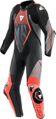 Zdjęcie produktu dla Dainese Audax D-Zip 1-częściowy kombinezon skórzany czarny / fluo-czerwony / antracyt 50
