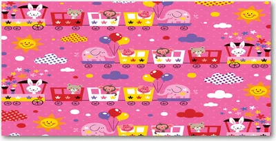 Produktbild von Tulup® Leinwandbild - 140x70 cm - Wandkunst - Drucke auf Leinwand - Leinwanddruck  - Kinderzimmer - Rosa - Tiere im Zug