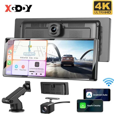 Produktbild von Dashcam Rückspiegel Monitor 4K HD Wireless Android Auto Apple CarPlay Touchscreen 2 Kameras mit Nachtfunktion Distanzlinien für Auto Universal