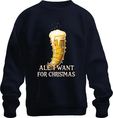 Produktbild von Ale I Want For Christmas Wikinger Trinkhorn Bier Geschenk lustig Uni Sweatshirt Pullover, Navy, XL