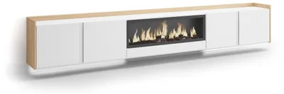 Produktbild von TV-Möbel Holzeffekt weiß und eiche 315x35x50cm Kamin mit Feuereffekt