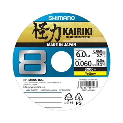 Image de SHIMANO KaiRiki 8, 3000m, 0,06mm, 5.3kg / 11,68lbs, jaune, Tresse de pêche, 59WPLM98S48