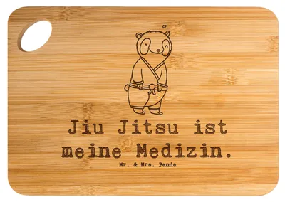 Produktbild von Mr. & Mrs. Panda Schneidebrett Panda Jiu Jitsu - Transparent - Geschenk, Selbstverteidigung, brotzeitbrettchen, Holzbrett, Frühstücksbrettchen, Japanische Kampfkunst