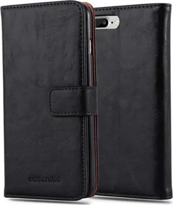 Obrázek produktu pro Cadorabo pouzdro pro Apple iPhone 7 PLUS / 7S PLUS / 8 PLUS Protective Case in Black Kryt na mobilní telefon typu kniha Etui Luxury