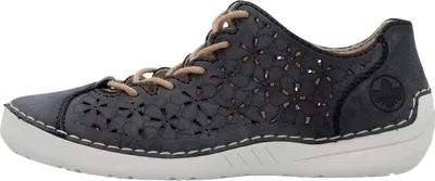 Produktbild von Rieker Damen Schnürschuh florales Lochmuster und weiche Lederdecksohle 52518, Größe:39 EU, Farbe:Blau
