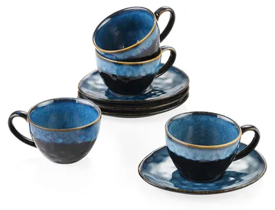 Image de Ensemble de tasses à café en céramique unique pour 4 personnes