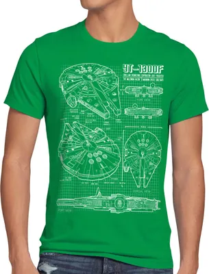 Produktbild von style3 Milennium Falcon Herren T-Shirt blaupause falkon