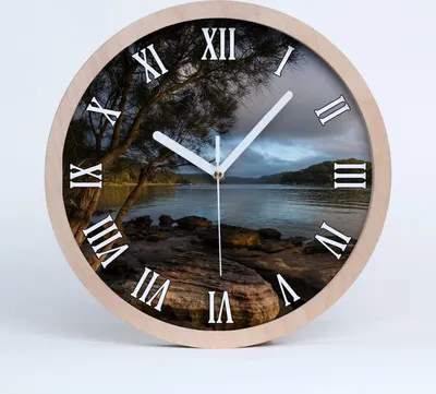 Produktbild von Holzuhr 20fi cm wanduhr - weiße Spitzen - Baum durch den Fluss